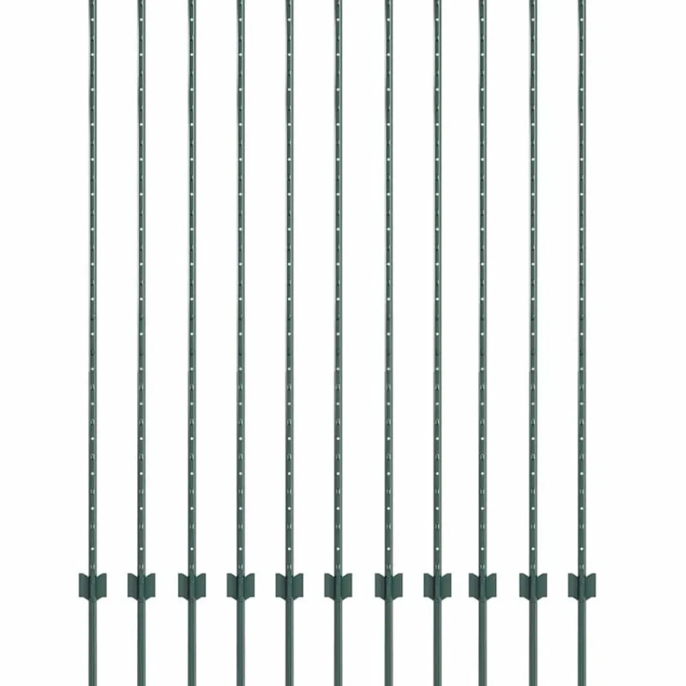 Afrasteringspaal 11 pcs Groen 150 cm Staal>vidaXL Hot