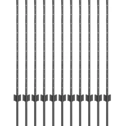 Afrasteringspaal 11 pcs Grijs 100 cm Staal>vidaXL New