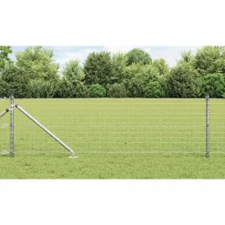 Tuinafscheidingen*vidaXL Afrasteringspaal 7 pcs Zilver Staal Gegalvaniseerd staal