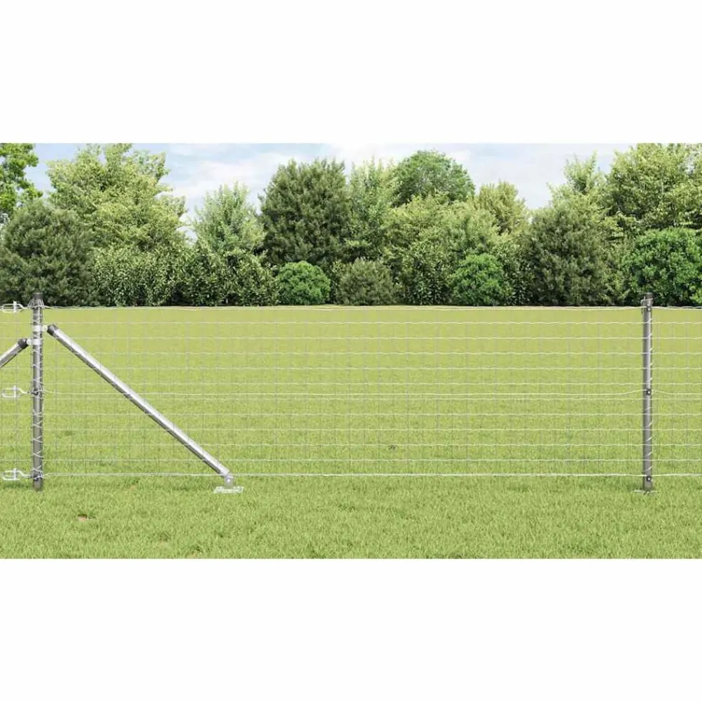Tuinafscheidingen*vidaXL Afrasteringspaal 7 pcs Zilver Staal Gegalvaniseerd staal