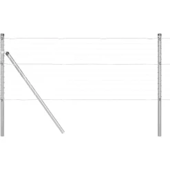 Tuinafscheidingen*vidaXL Afrasteringspaal 13 pcs Zilver Staal Gegalvaniseerd staal