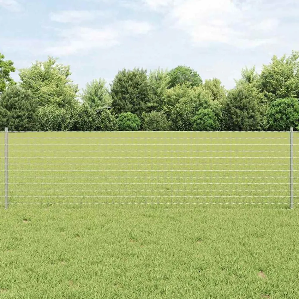 Tuinafscheidingen*vidaXL Afrasteringspaal 11 pcs Zilver 60 cm Staal Ge galvaniseerd staal/zwart