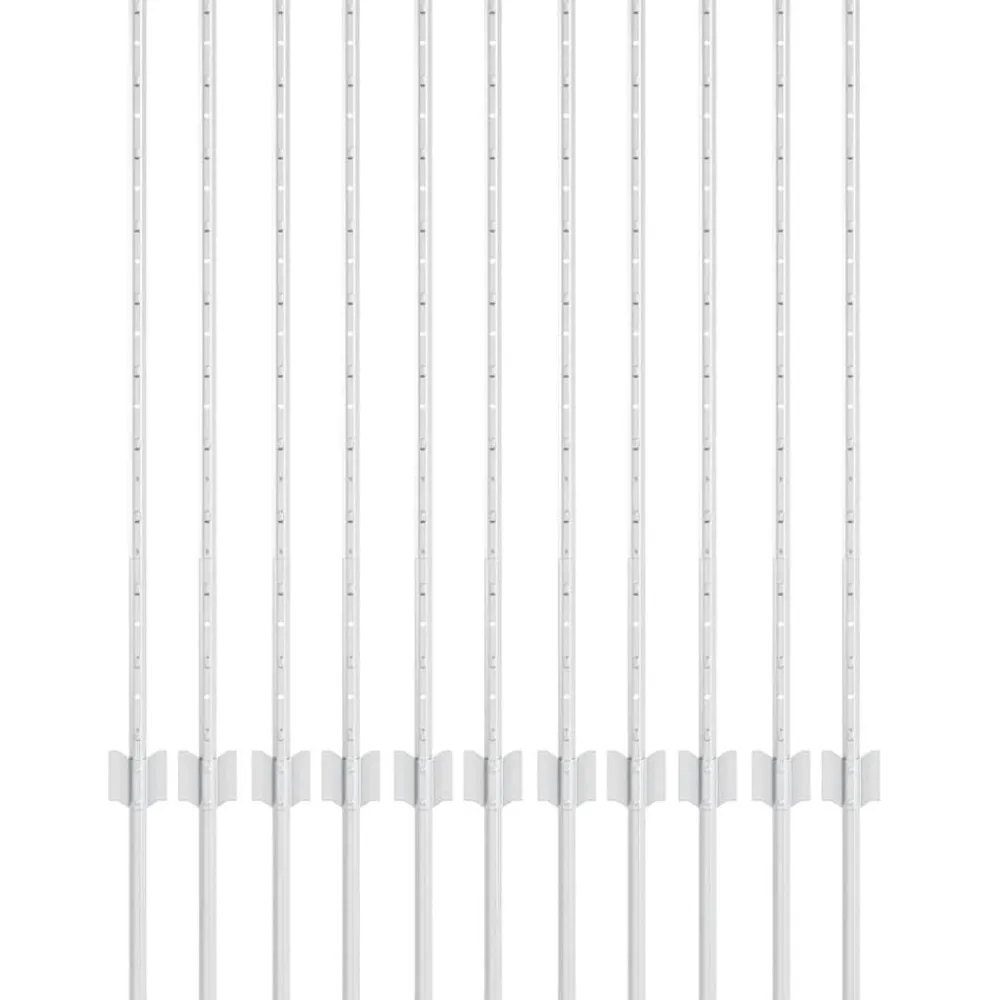 Afrasteringspaal 11 pcs Zilver 100 cm Staal>vidaXL New