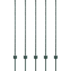 Afrasteringspaal 5 pcs Groen 120 cm Staal>vidaXL Online