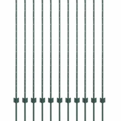 Tuinafscheidingen*vidaXL Afrasteringspaal 11 pcs Groen 140 cm Staal Staal/groen