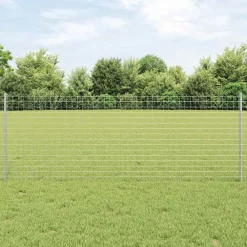 Tuinafscheidingen*vidaXL Afrasteringspaal 22 pcs Zilver 120 cm Staal Ge galvaniseerd staal/zwart
