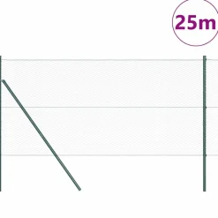 Tuinafscheidingen*vidaXL Afrasteringspaal Groen 25 x 1 m (25 mm gaas) Staal Donkergroen