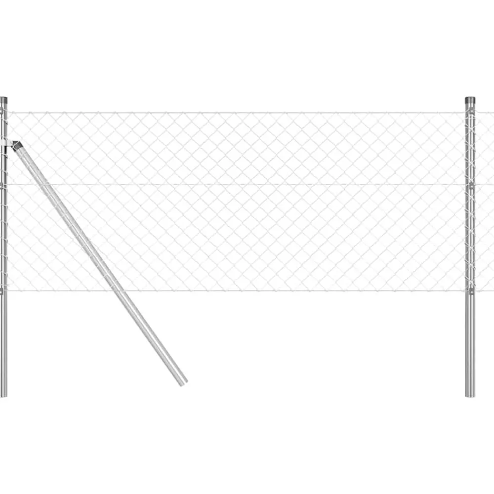 Tuinafscheidingen*vidaXL Afrasteringspaal Zilver 10 x 0,4 m (40 x 40 mm gaas) Staal Gegalvaniseerd staal