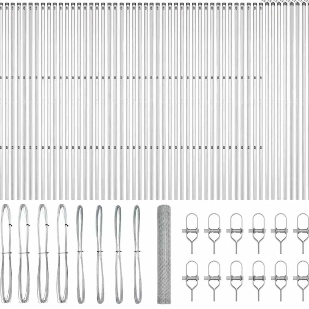 Tuinafscheidingen*vidaXL Afrasteringspaal Zilver 100 x 1,2 m (25 mm gaas) Staal Geëgalvaniseerd staal