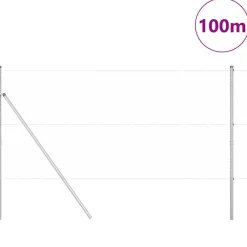 Tuinafscheidingen*vidaXL Afrasteringspaal Zilver 100 x 1,2 m (25 mm gaas) Staal Geëgalvaniseerd staal