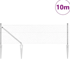 Afrasteringspaal Zilver 10 x 0,4 m (40 x 40 mm gaas) Staal>vidaXL Discount