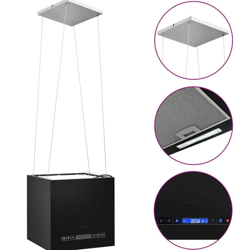 Keuken & Eetkamer*vidaXL Afzuigkap hangend met aanraaksensor LCD 37 cm staal Zwart