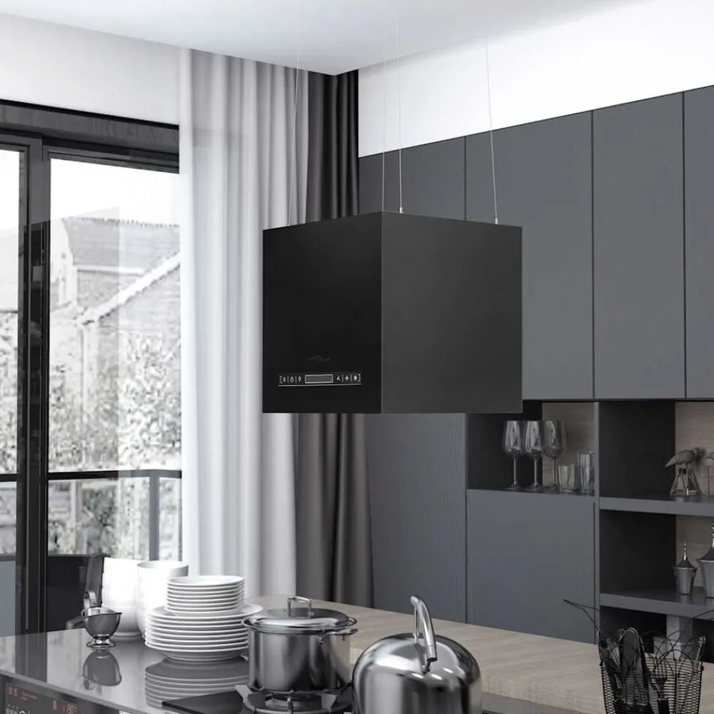 Keuken & Eetkamer*vidaXL Afzuigkap hangend met aanraaksensor LCD 37 cm staal Zwart