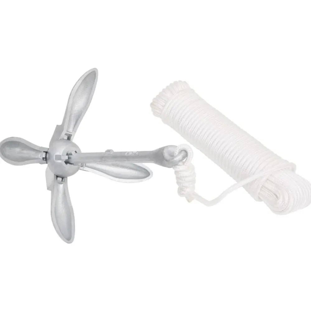 Voertuigonderdelen & -Accessoires*vidaXL Anker met touw inklapbaar 2,5 kg smeedijzer zilverkleurig