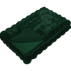 Linnengoed*vidaXL Antislip deken van imitatie konijnenbont Olite Donkergroen