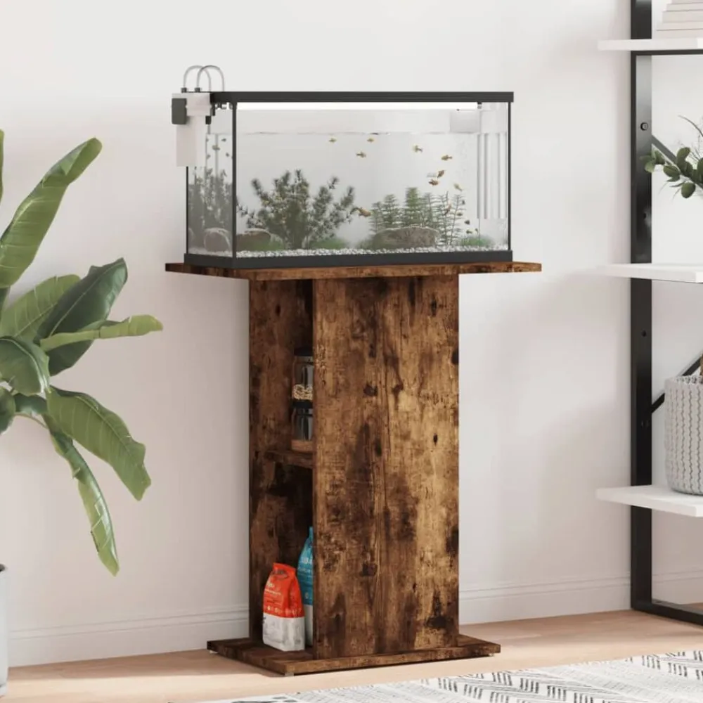 Huisdierbenodigdheden*vidaXL Aquariumstandaard 60,5x36x72,5 cm bewerkt hout Gerookt eiken