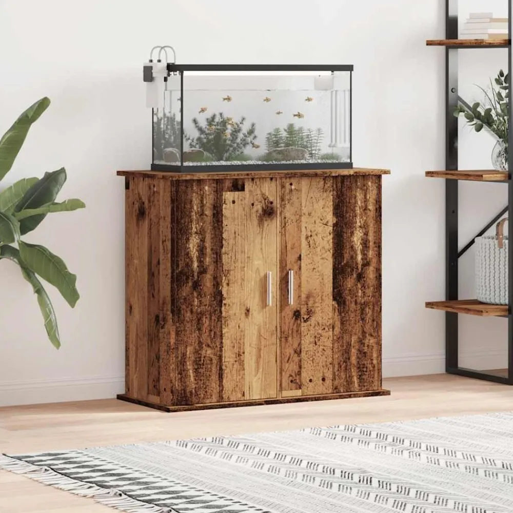 Huisdierbenodigdheden*vidaXL Aquariumstandaard 81x36x73 cm bewerkt hout kleurig Oud hout