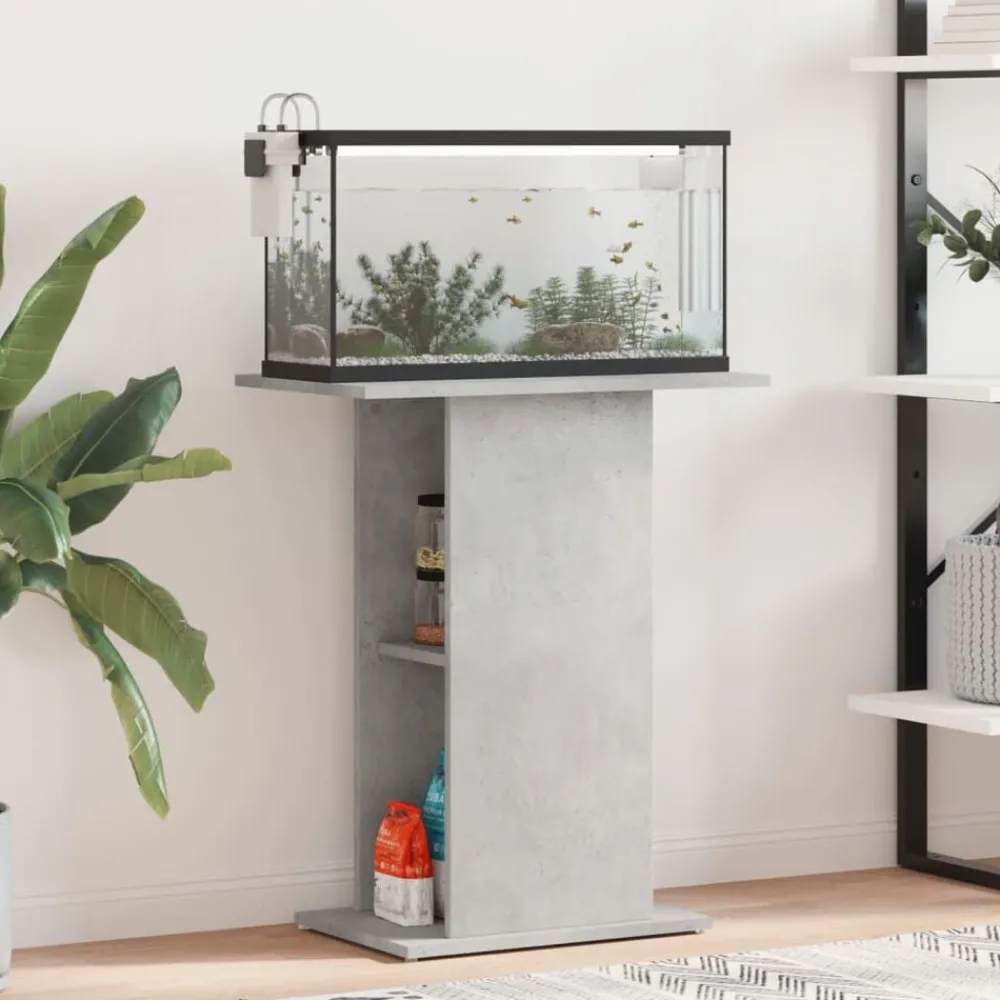 Huisdierbenodigdheden*vidaXL Aquariumstandaard 60,5x36x72,5 cm bewerkt hout Betongrijs