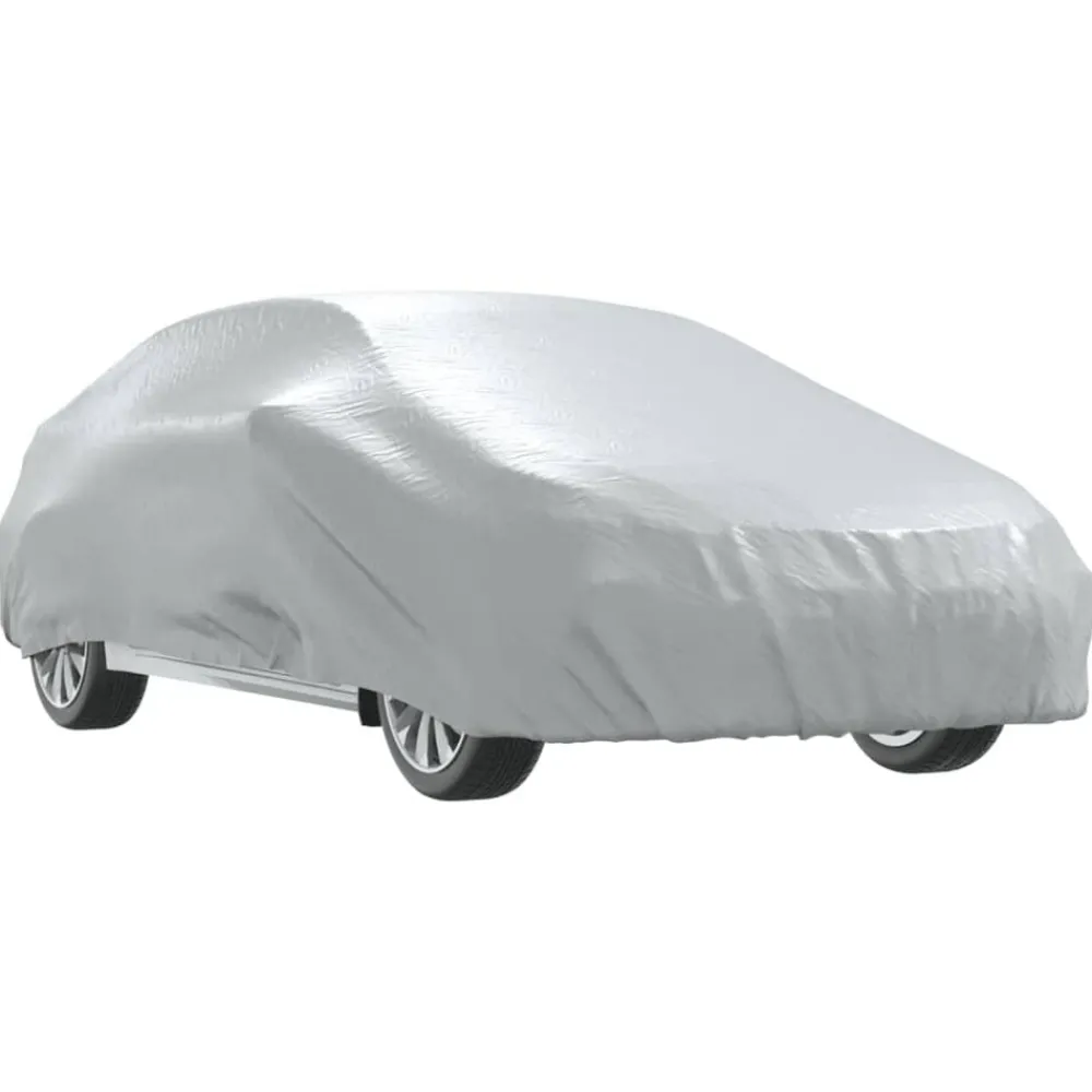 Voertuigonderdelen & -Accessoires*vidaXL Autohoes voor sedan met gespriemen M volledig zilverkleurig