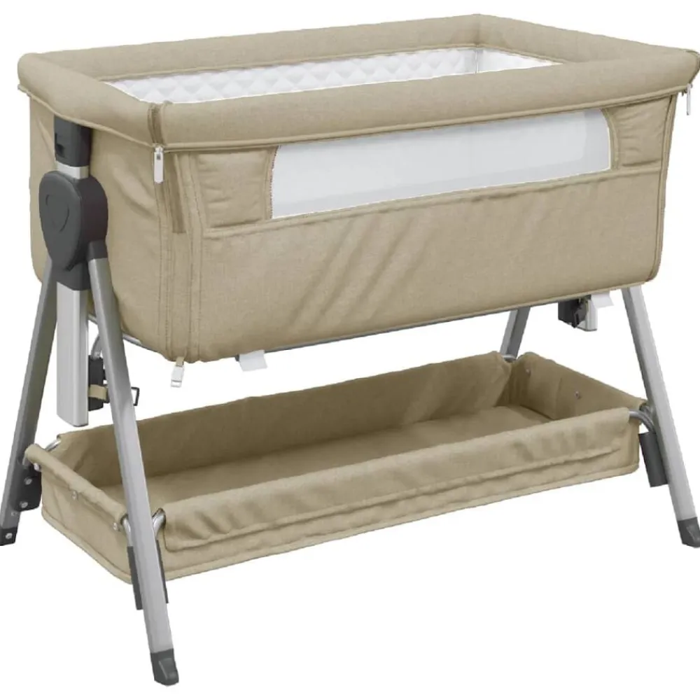 Meubelen Voor Baby'S & Peuters*vidaXL Babybox met matras linnen Taupe