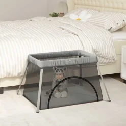 Babybox met matras linnen>vidaXL Sale