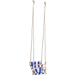 Babyschommel met veiligheidsgordel katoen hout blauw>vidaXL Sale