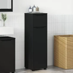 Kasten & Opbergmeubelen*vidaXL Badkamer Kast met lade 30,5 x 30 x 101 cm Bewerkt hout Zwart