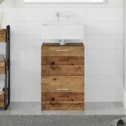 Badkamer Kast met lade 40 x 37 x 59 cm Bewerkt hout>vidaXL Online