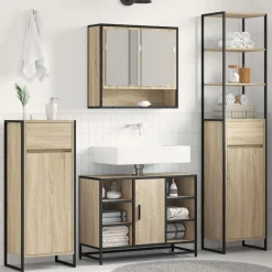 Kasten & Opbergmeubelen*vidaXL Badkamer Kast met lade Sonoma 40 x 30 x 180 cm Bewerkt hout Sonoma eiken