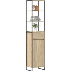 Kasten & Opbergmeubelen*vidaXL Badkamer Kast met lade Sonoma 40 x 30 x 180 cm Bewerkt hout Sonoma eiken