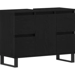 Kasten & Opbergmeubelen*vidaXL Badkamer Kast met lade 80 x 33 x 60 cm Bewerkt hout Zwart eiken