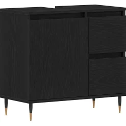 Kasten & Opbergmeubelen*vidaXL Badkamer Kast met lade 65 x 33 x 60 cm Bewerkt hout Zwart eiken