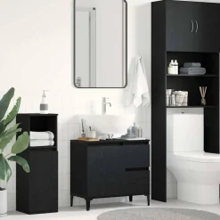 Kasten & Opbergmeubelen*vidaXL Badkamer Kast met lade 65 x 33 x 60 cm Bewerkt hout Zwart eiken
