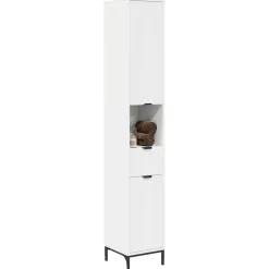 Badkamer Kast 31,5 x 33 x 190 cm Bewerkt hout & Metaal><noscript><img width=