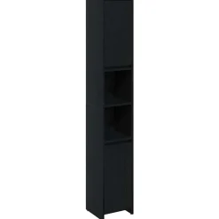 Meubelsets|Kasten & Opbergmeubelen*vidaXL Badkamer Kast 30 x 30 x 183,5 cm Bewerkt hout Zwart eiken