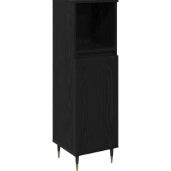 Meubelsets|Kasten & Opbergmeubelen*vidaXL Badkamer Kast 30 x 30 x 100 cm Bewerkt hout Zwart eiken