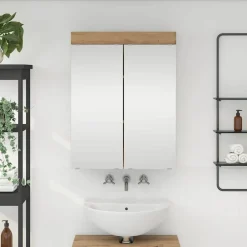 Kasten & Opbergmeubelen*vidaXL Badkamer spiegelkast TULUM Artisan Eiken 60 x 16,5 x 78 cm artisanaal eikenkleurig