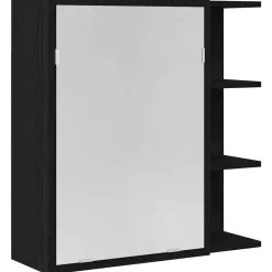 Kasten & Opbergmeubelen*vidaXL Badkamer spiegelkast met plank 62,5 x 20,5 x 64 cm Zwart eiken