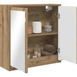 Kasten & Opbergmeubelen*vidaXL Badkamer spiegelkast Artisan Eiken 60 x 20 x 60 cm Bewerkt hout artisanaal eikenkleurig