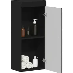 Kasten & Opbergmeubelen*vidaXL Badkamer wandkast TULUM 37 x 24,5 x 86 cm Bewerkt hout Zwart