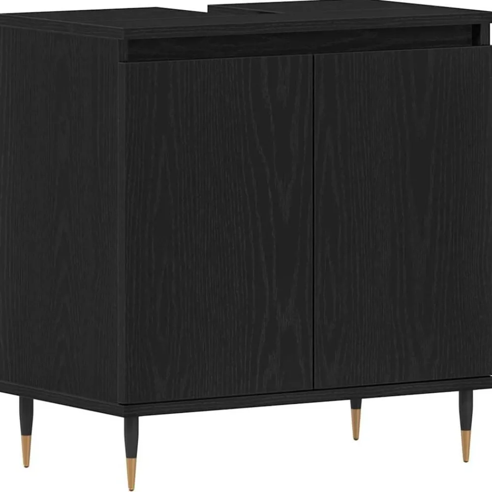Meubelsets*vidaXL Badkamer wastafelkast 58 x 33 x 60 cm Bewerkt hout Zwart eiken