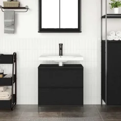 Kasten & Opbergmeubelen*vidaXL Badkamerkast met lades 60x34,5x60 cm kleurig Zwart eiken