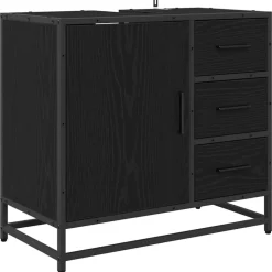 Meubelsets*vidaXL Badkamerkast met lade 65 x 33 x 60 cm Bewerkt hout Zwart eiken