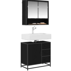 Meubelsets*vidaXL Badkamerkast met lade 65 x 33 x 60 cm Bewerkt hout Zwart eiken