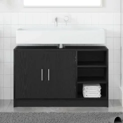 Meubelsets|Kasten & Opbergmeubelen*vidaXL Badkamerkast met plank 90 x 29 x 55 cm Bewerkt hout Zwart eiken