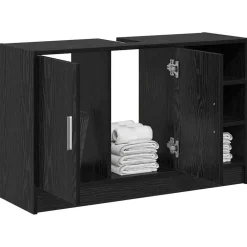 Meubelsets|Kasten & Opbergmeubelen*vidaXL Badkamerkast met plank 90 x 29 x 55 cm Bewerkt hout Zwart eiken