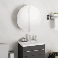 Badkamerkast met ronde spiegel en LED 40x40x17,5 cm>vidaXL Clearance