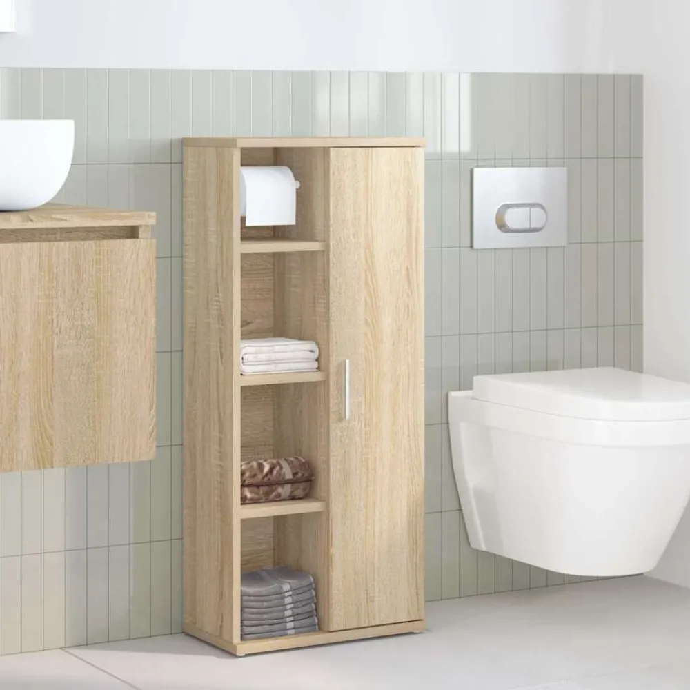 Meubelsets*vidaXL Badkamerkast met rolhouder 39x22x90 cm kleurig Sonoma eiken