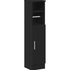 Meubelsets*vidaXL Badkamerkast met rolhouder 20,5x22x90 cm Zwart