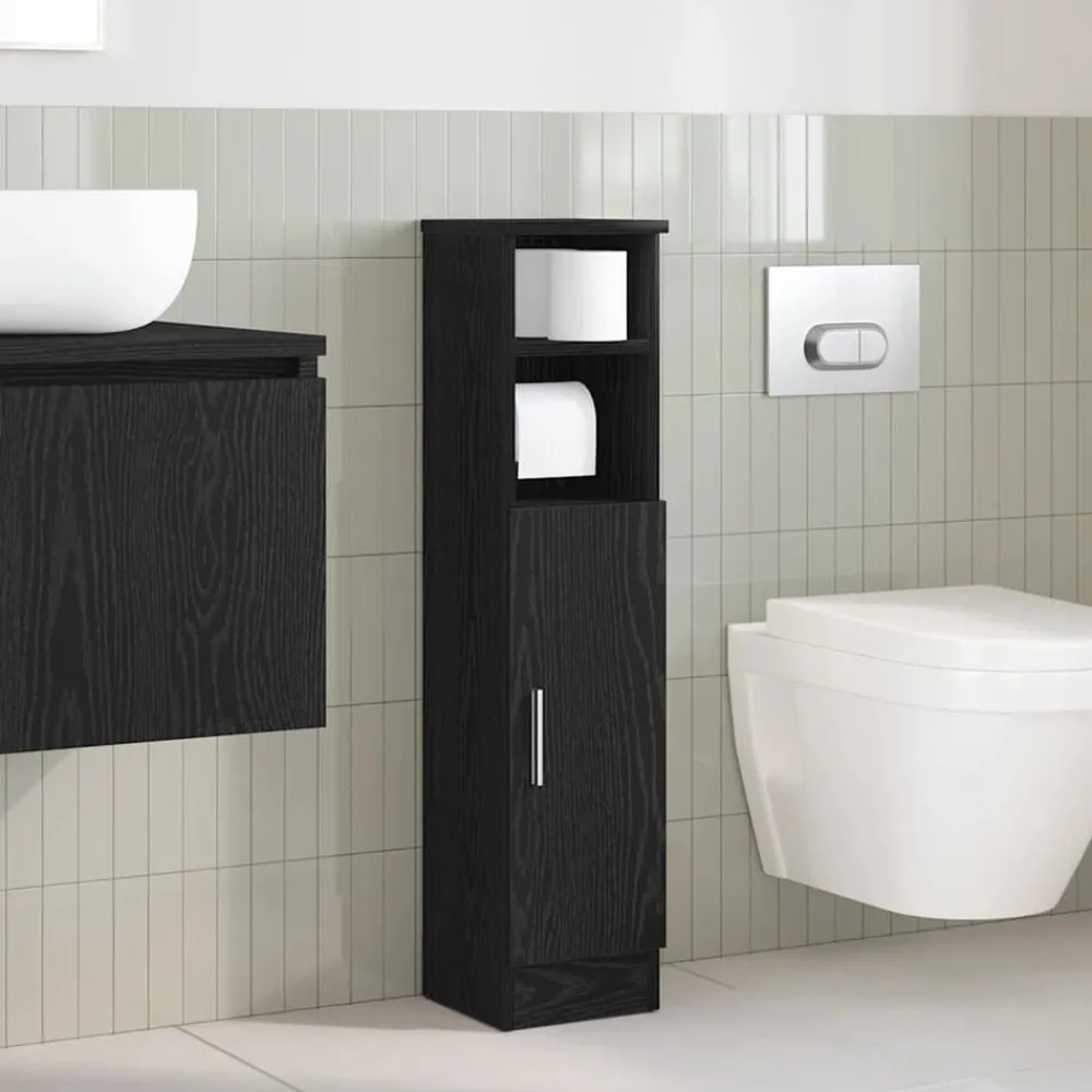 Meubelsets*vidaXL Badkamerkast met rolhouder 20,5x22x90 cm Zwart